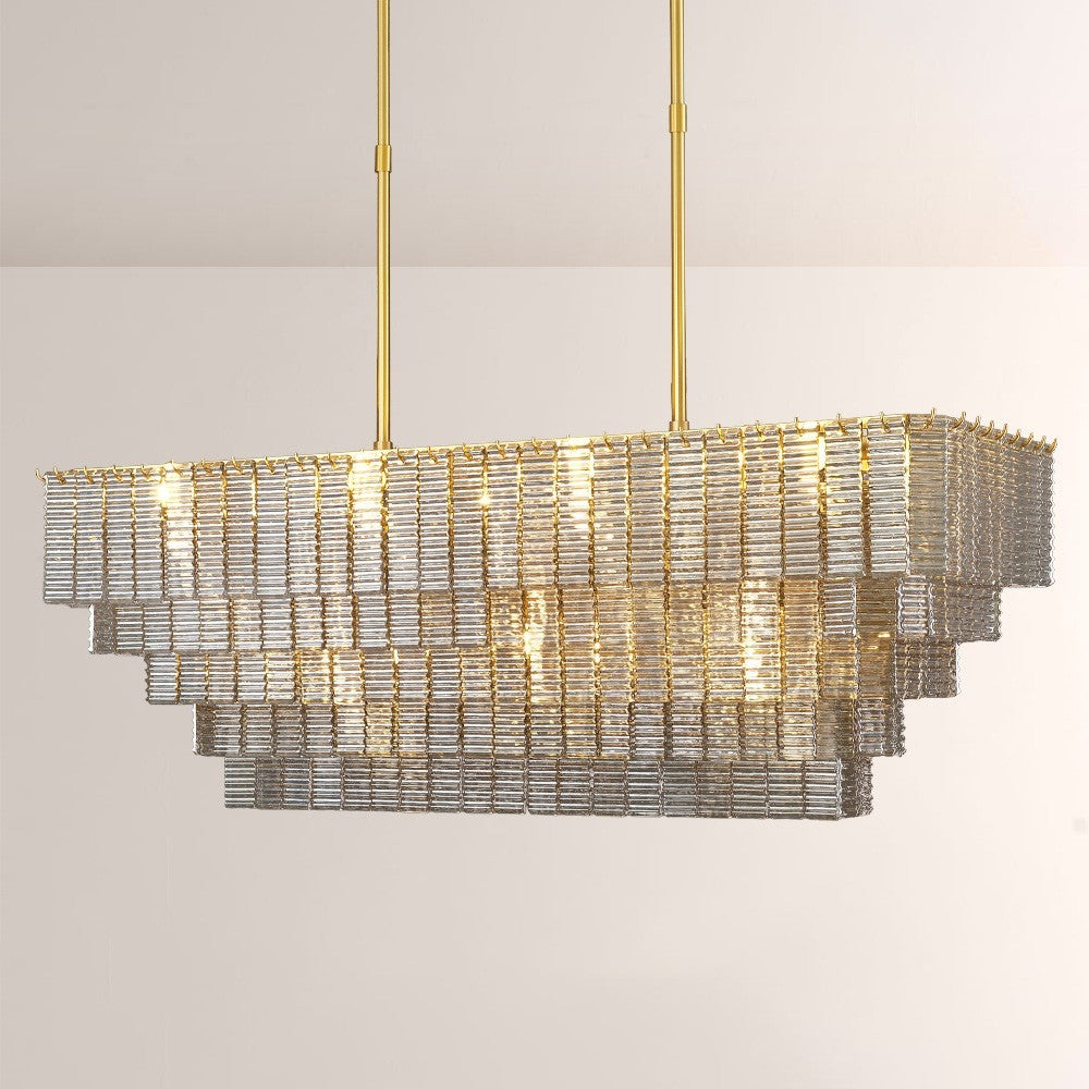 Samurai Smoke Rectangle Chandelier 59"W