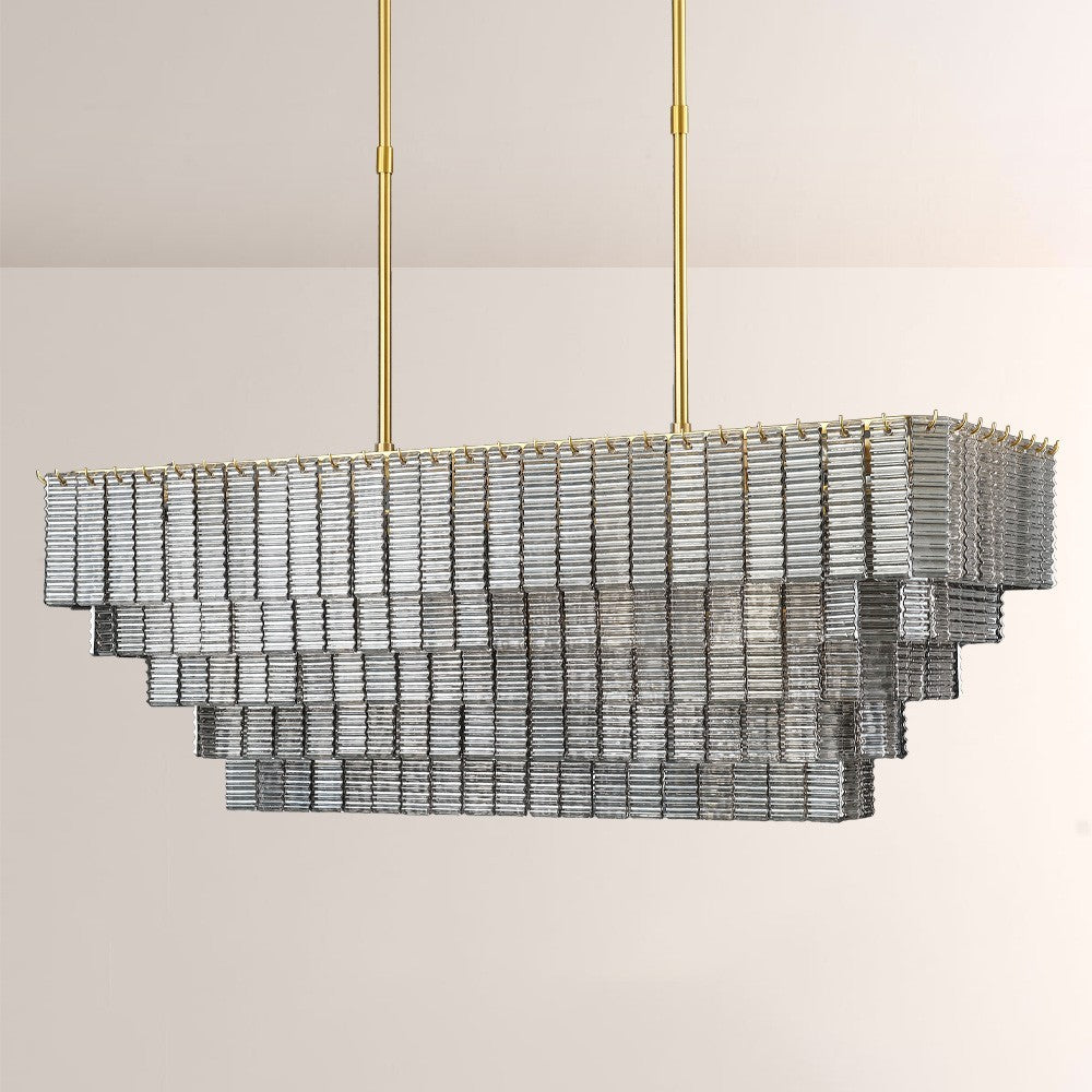 Samurai Smoke Rectangle Chandelier 59"W