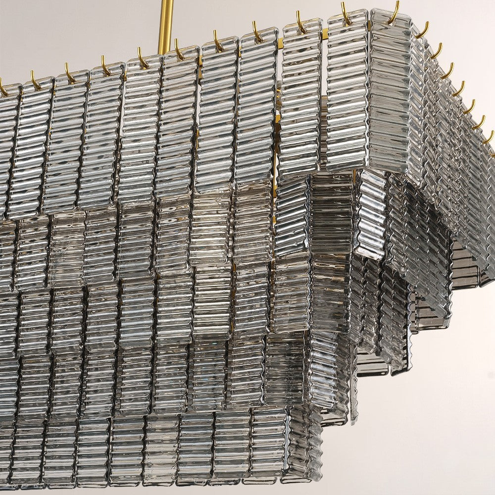Samurai Smoke Rectangle Chandelier 59"W