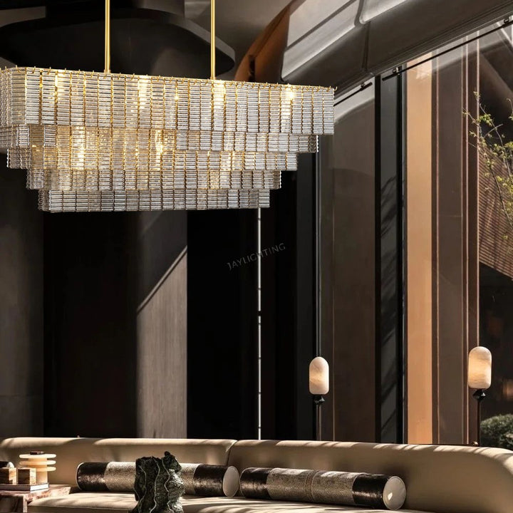 Samurai Smoke Rectangle Chandelier 59"W