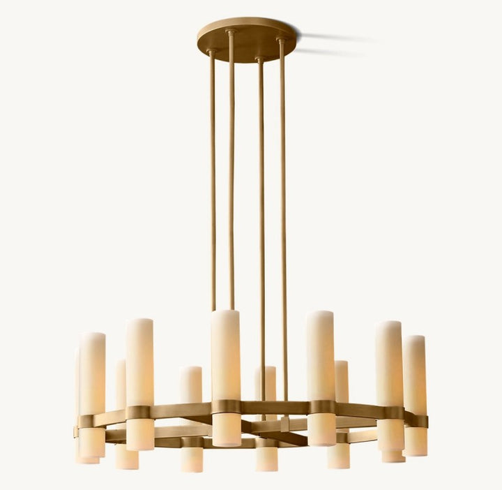 Sisyphus Round Milk Glass Chandelier 36"D