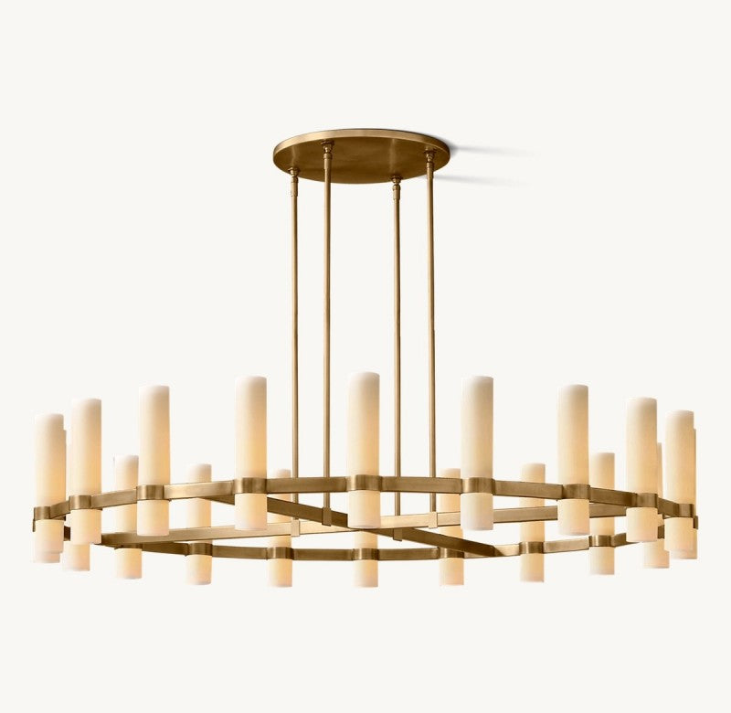 Sisyphus Round Milk Glass Chandelier 60“D