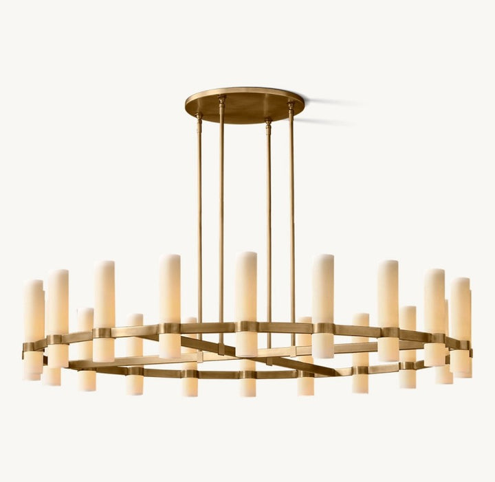 Sisyphus Round Milk Glass Chandelier 60“D