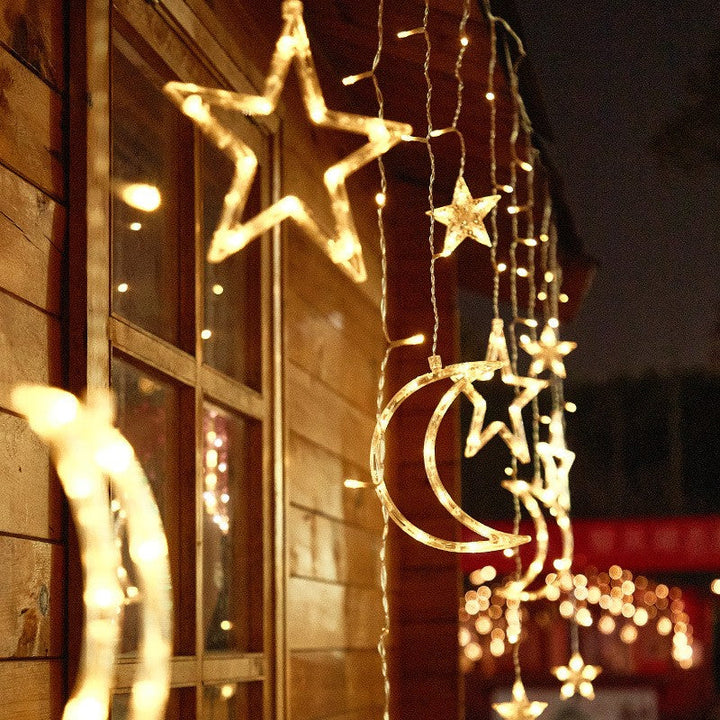 LED Moon Star Curtain String Lights