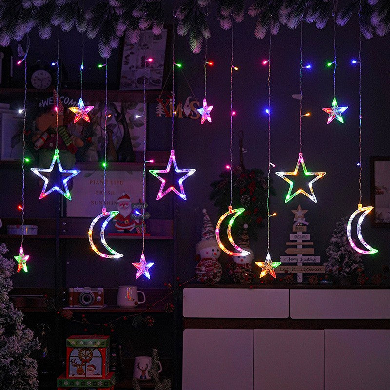 LED Moon Star Curtain String Lights