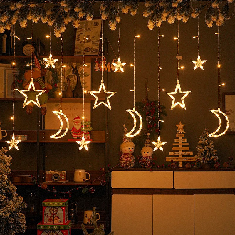 LED Moon Star Curtain String Lights