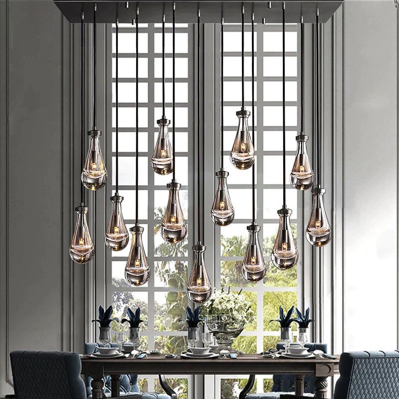 Teardrop Rectangular Chandelier 54"