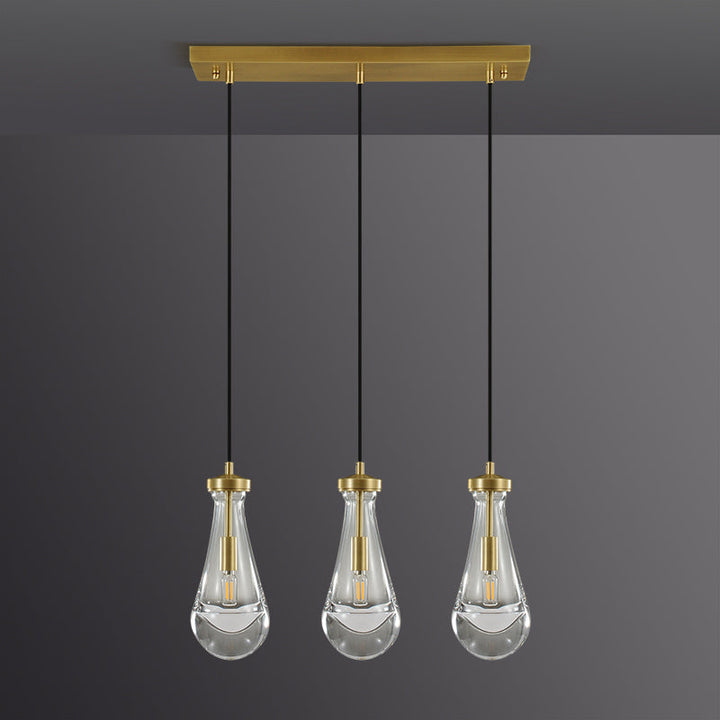 Teardrop 3 Light Linear Chandelier 22"L