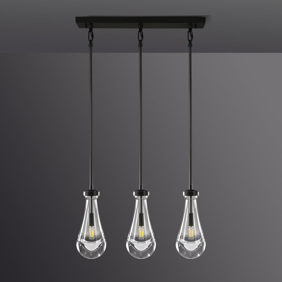 Teardrop 3 Light Linear Chandelier 22"L