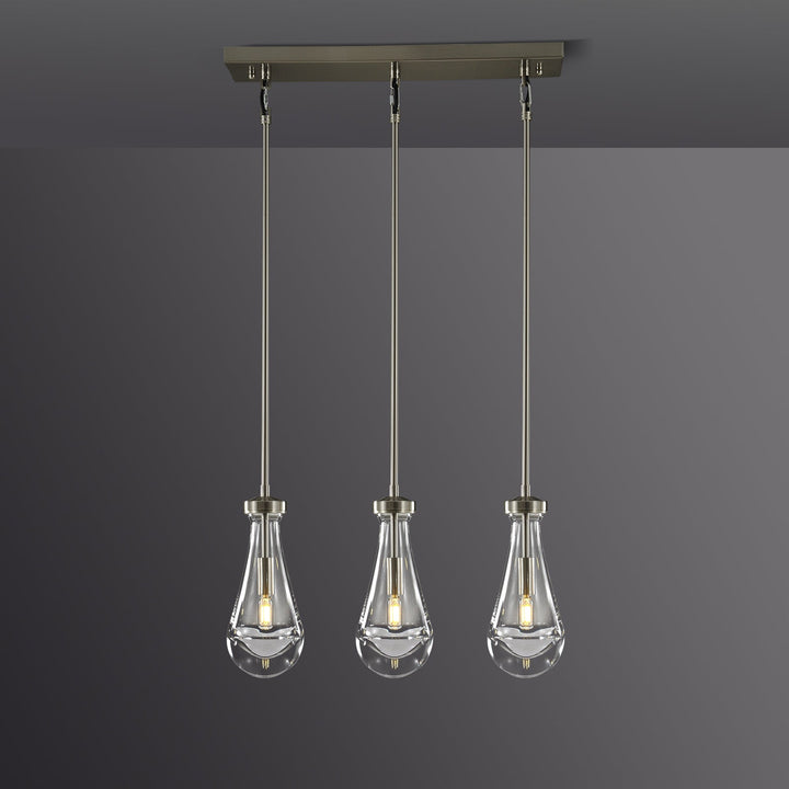 Teardrop 3 Light Linear Chandelier 22"L