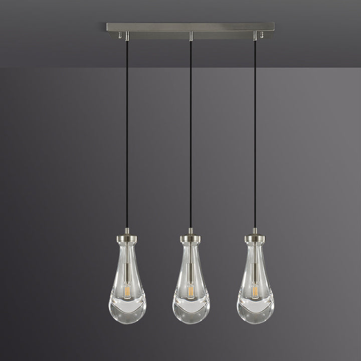 Teardrop 3 Light Linear Chandelier 22"L