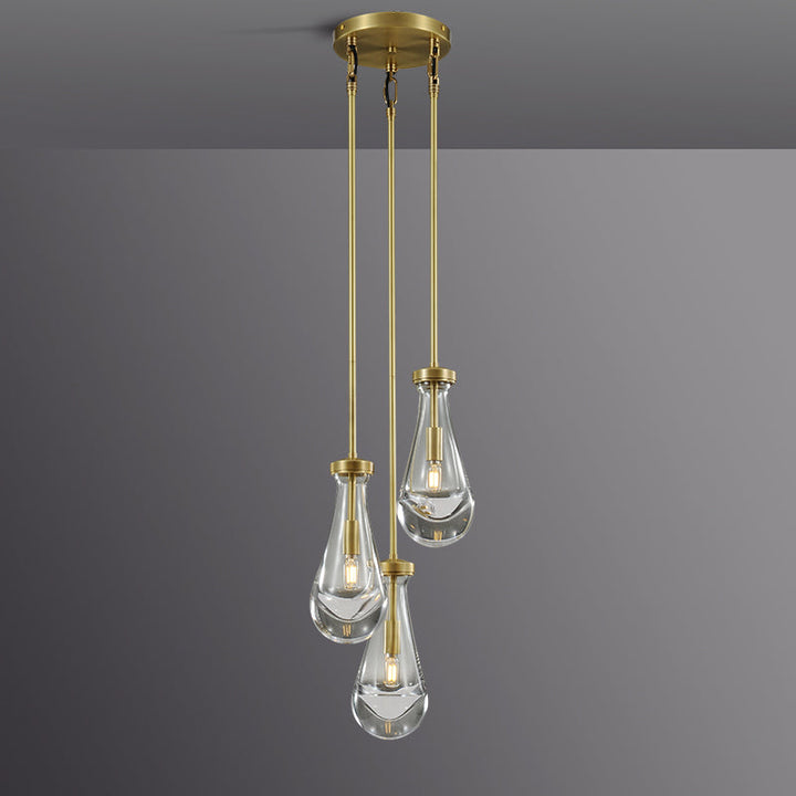 Teardrop 3 Light Round Chandelier D8"