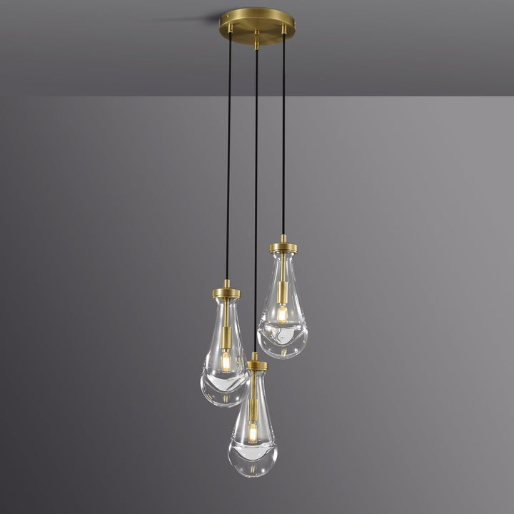 Teardrop 3 Light Round Chandelier D8"