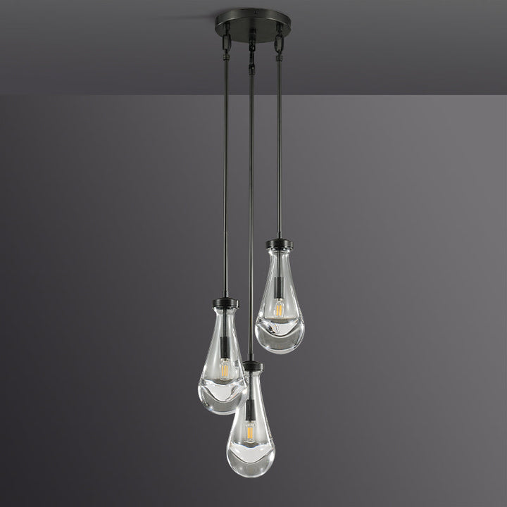 Teardrop 3 Light Round Chandelier D8"