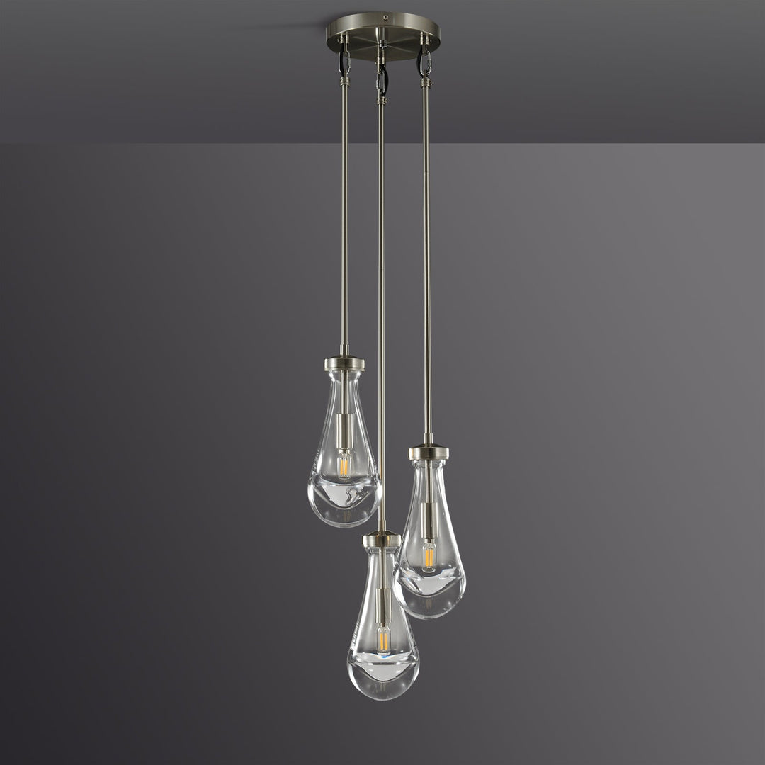 Teardrop 3 Light Round Chandelier D8"
