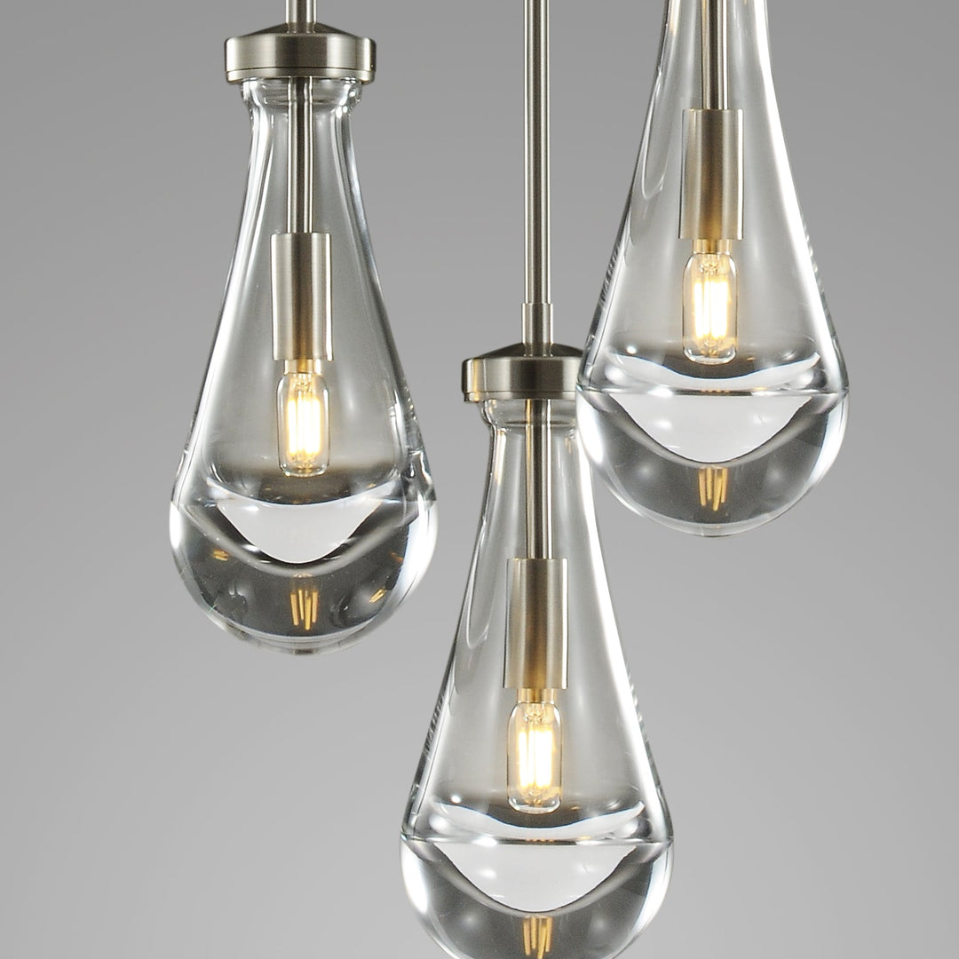 Teardrop 3 Light Round Chandelier D8"
