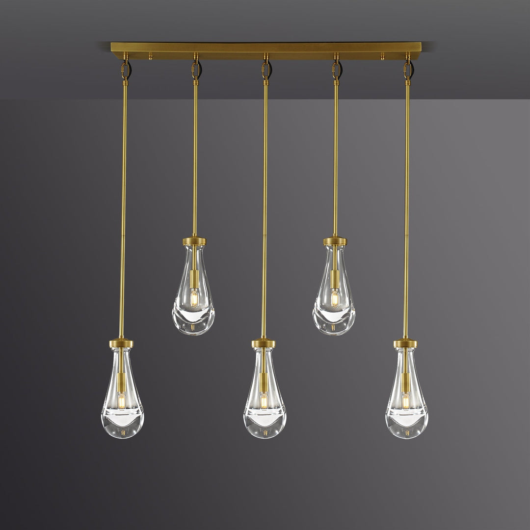 Teardrop 5 Light Linear Chandelier 36"L