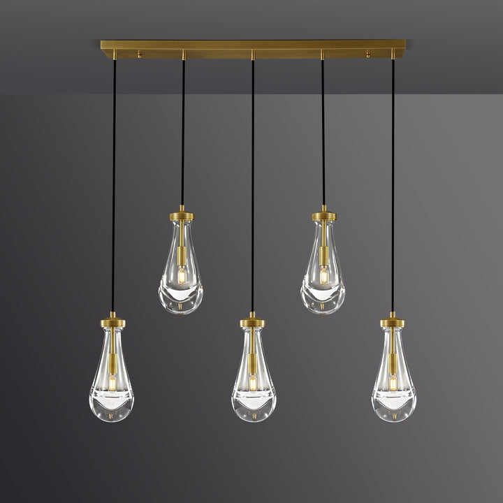 Teardrop 5 Light Linear Chandelier 36"L