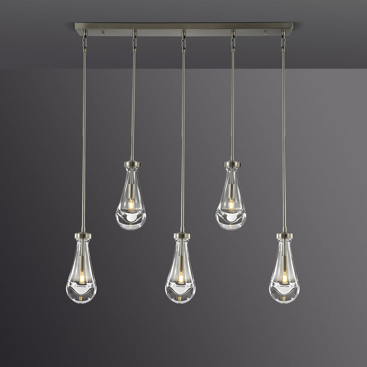 Teardrop 5 Light Linear Chandelier 36"L