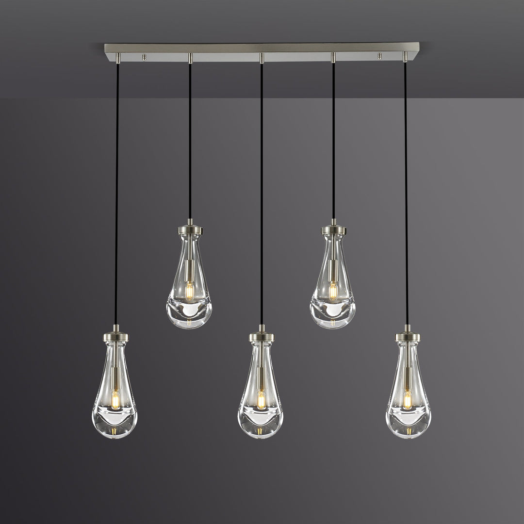 Teardrop 5 Light Linear Chandelier 36"L