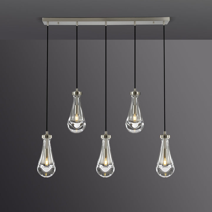 Teardrop 5 Light Linear Chandelier 36"L