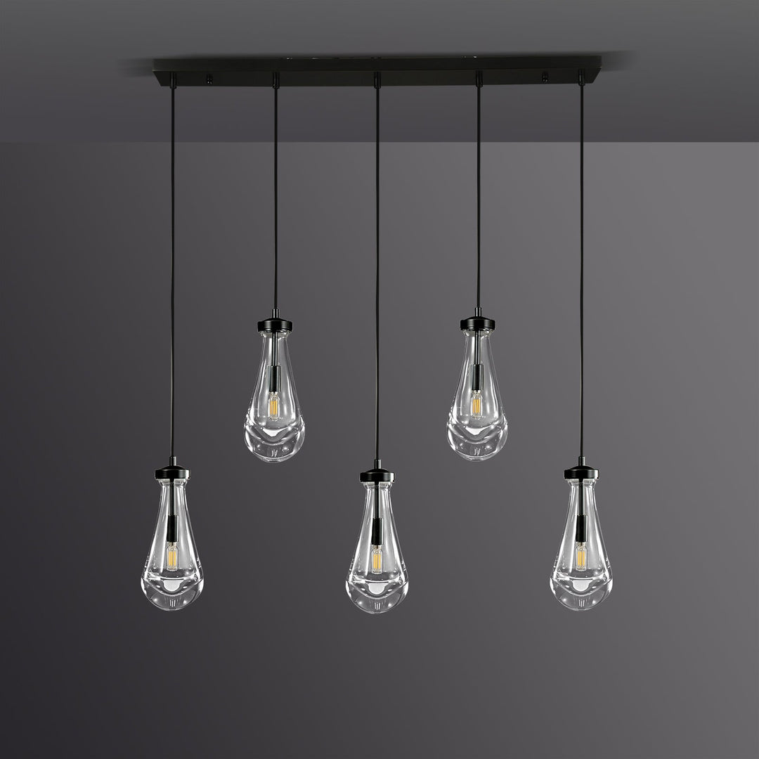 Teardrop 5 Light Linear Chandelier 36"L