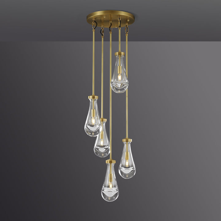 Teardrop 5 Light Round Chandelier D14"
