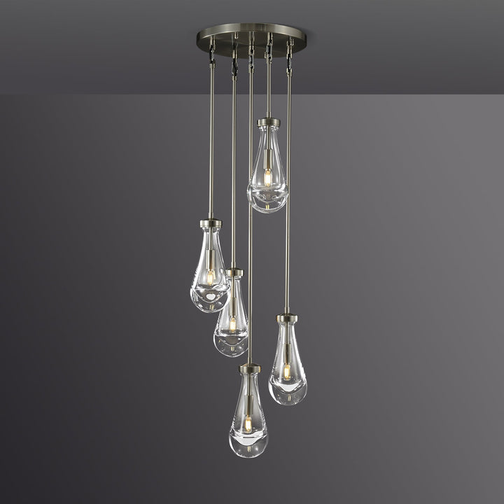 Teardrop 5 Light Round Chandelier D14"