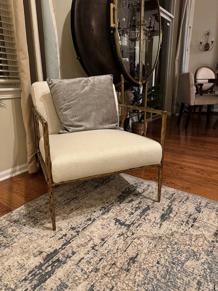 Thades Retro Silver Iron Frame Track Armchair