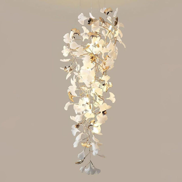 Tight Spiral Ginkgo Leaf Chandelier