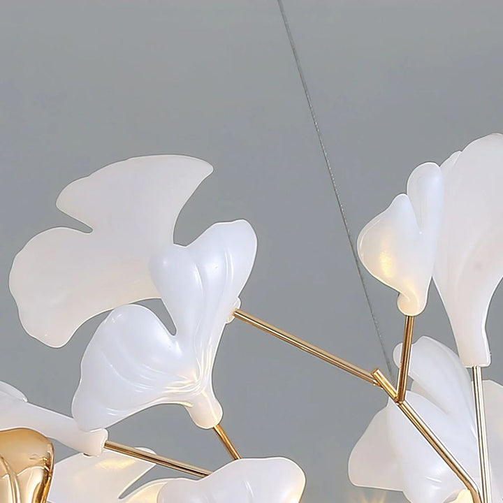 Ceramic Ginkgo Spiral Linear Chandelier