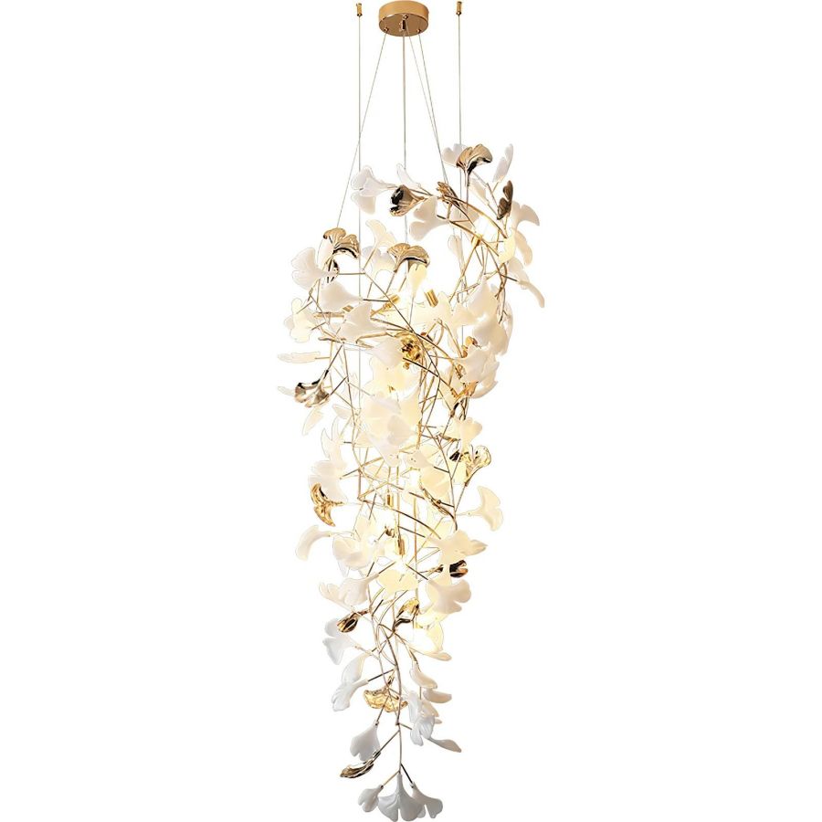 Tight Spiral Ginkgo Leaf Chandelier