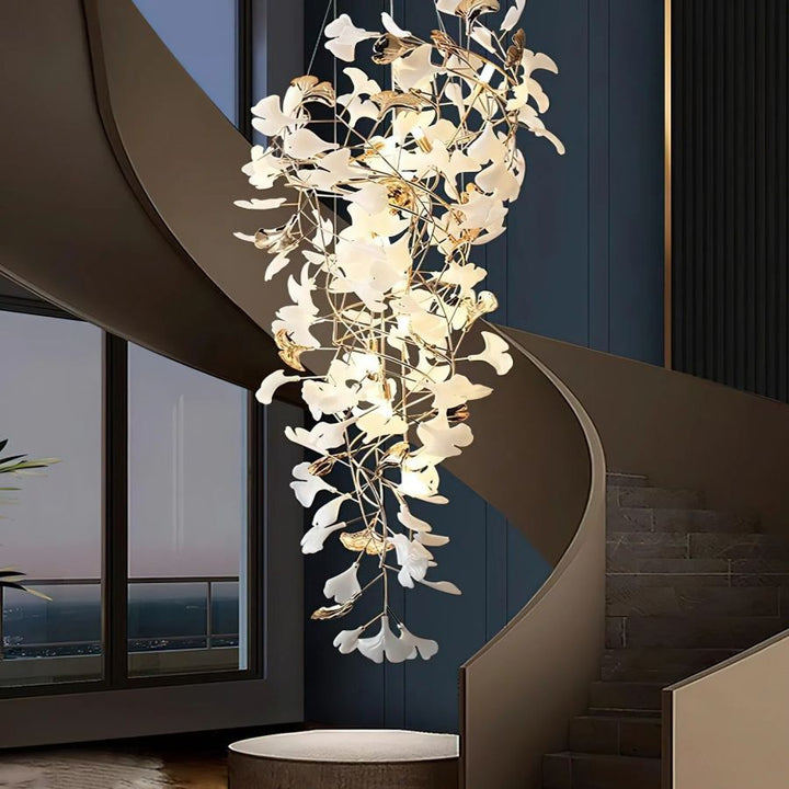 Tight Spiral Ginkgo Leaf Chandelier