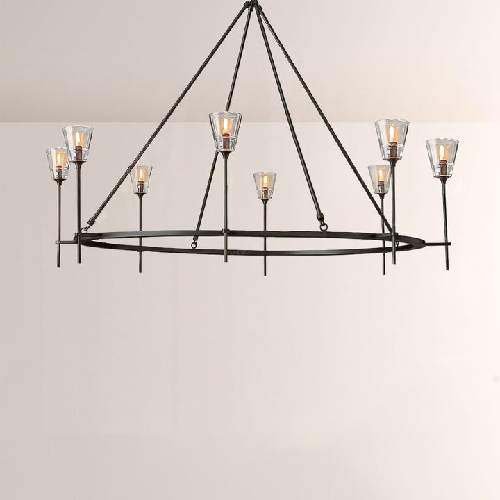 Torche Cristal Round Chandelier 58"D
