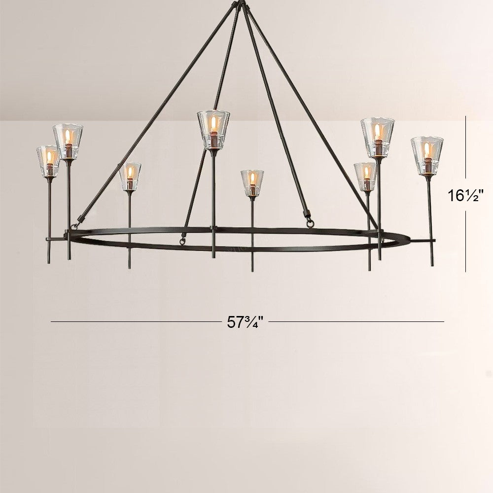 Torche Cristal Round Chandelier 58"D