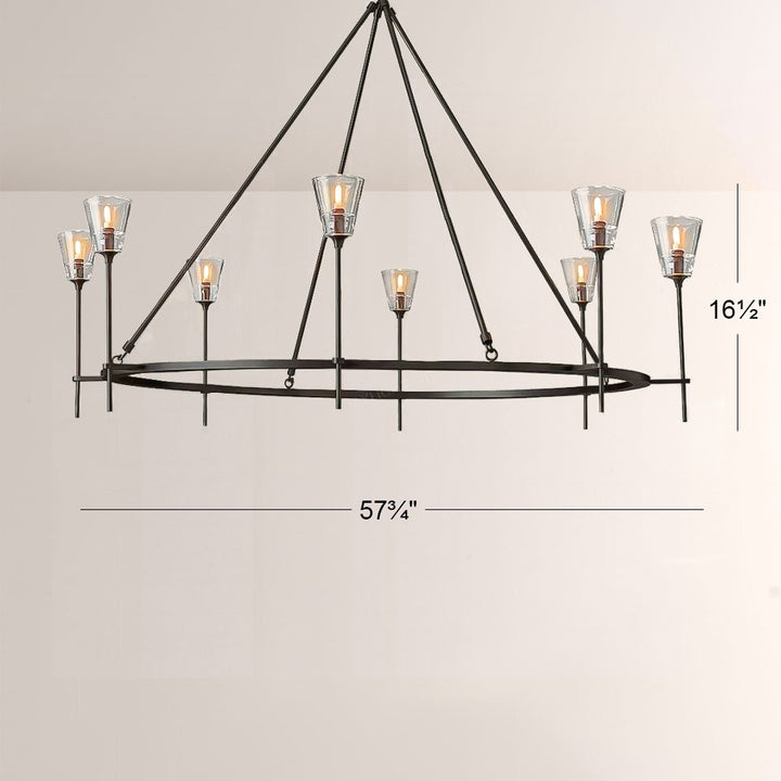 Torche Cristal Round Chandelier 58"D