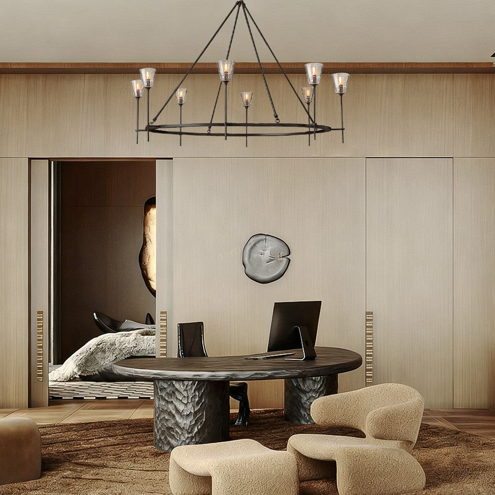 Torche Cristal Round Chandelier 58"D