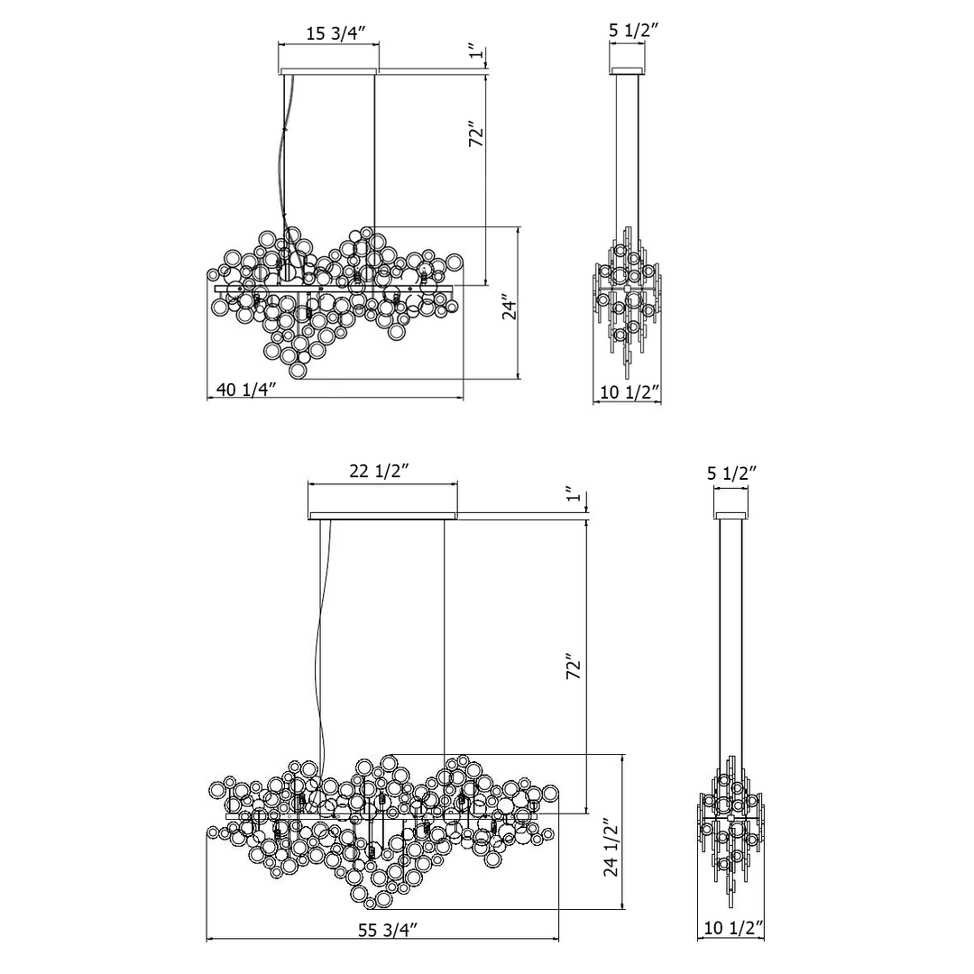 Mirella Trento Clustered Glass Linear Chandelier