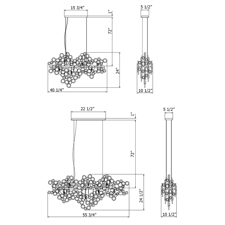 Mirella Trento Clustered Glass Linear Chandelier