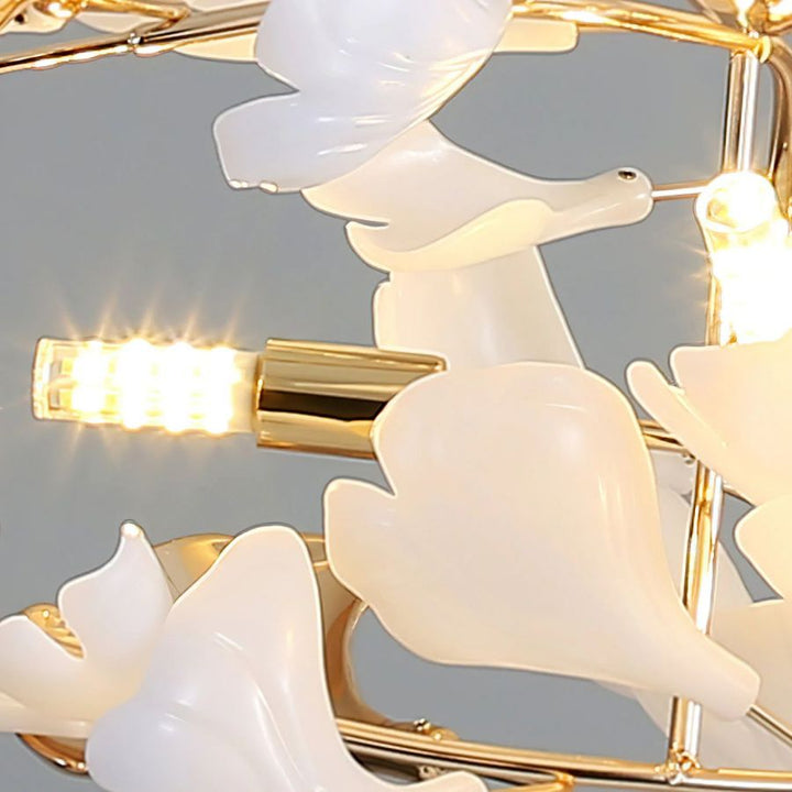 Ceramic Ginkgo Cascading Chandelier