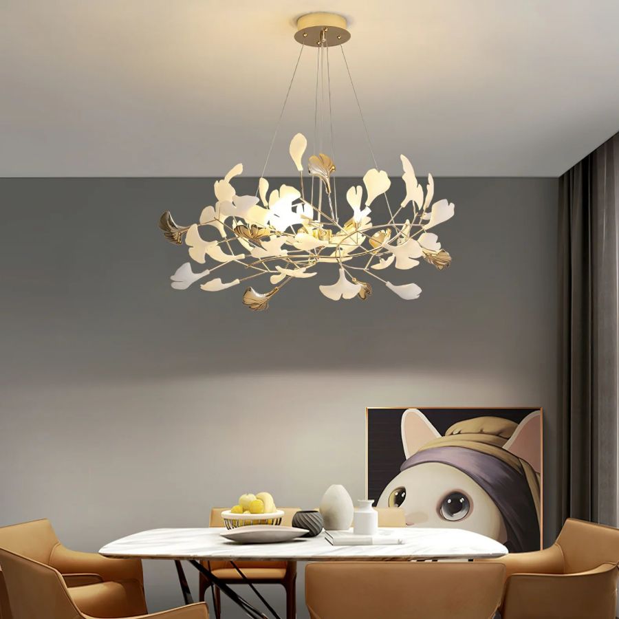 Unfolded Ceramic Ginkgo Leaf Chandelier