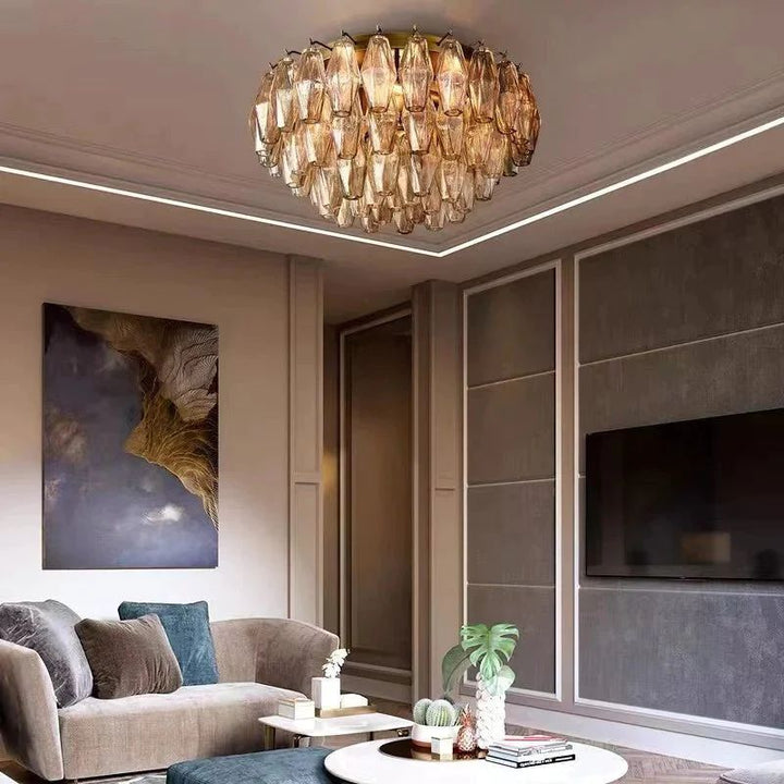 Vicky Smoke Glass Flushmount 17"