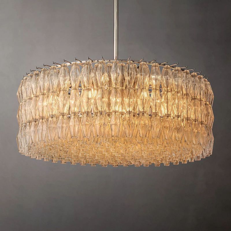 Vicky Clear Glass Round Chandelier 47" For Living Room
