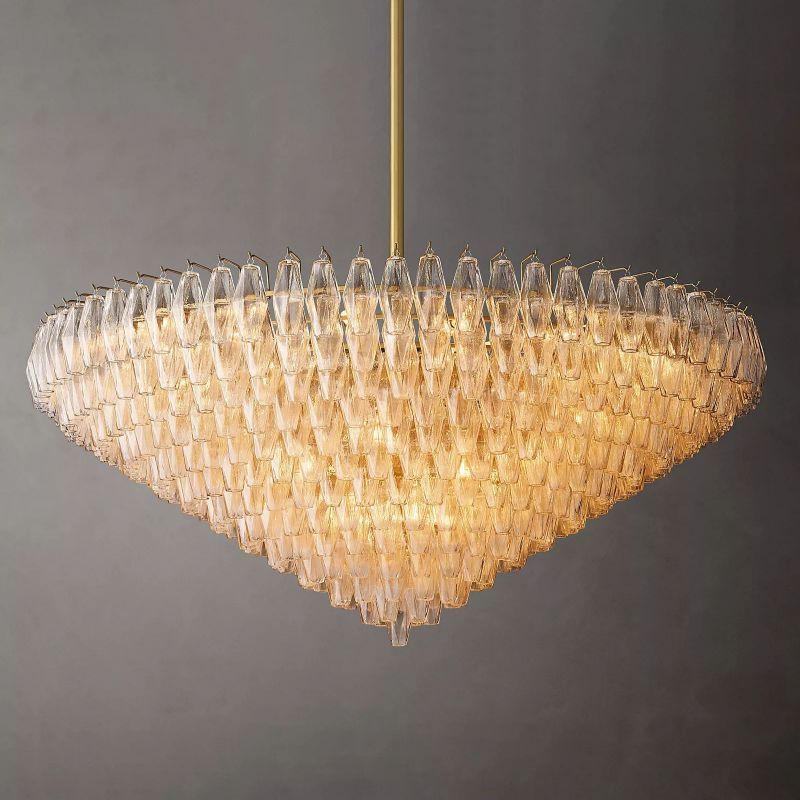 Vicky Clear Glass Tiered Round Chandelier 62" For Living Room