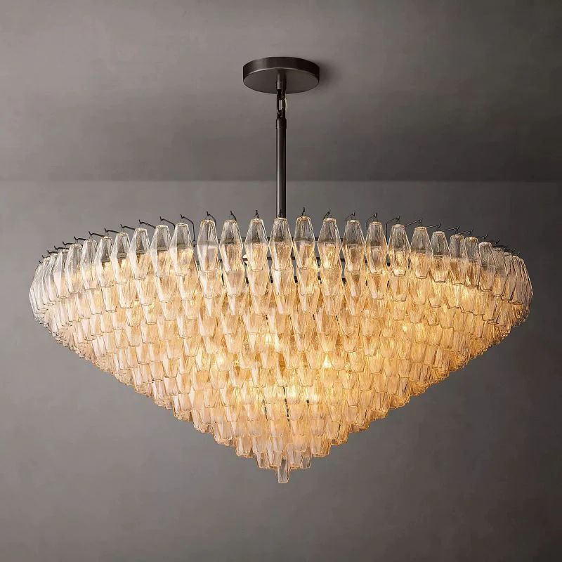 Vicky Clear Glass Tiered Round Chandelier 62" For Living Room