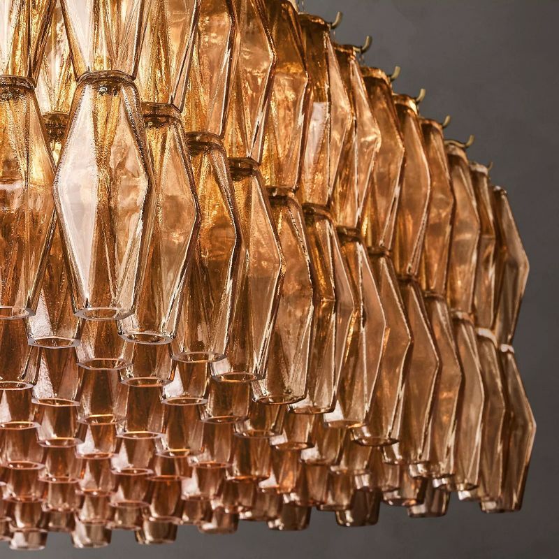 Vicky Smoke Glass Rectangular Chandelier 74" For Living Room