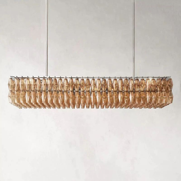 Vicky Smoke Glass Rectangular Chandelier 74" For Living Room