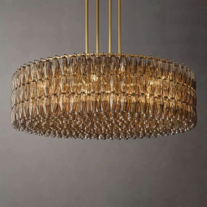 Vicky Smoke Glass Round Chandelier 62" For Living Room