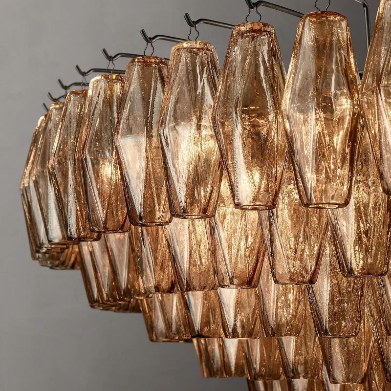 Vicky Smoke Glass Tiered Round Chandelier 62" For Living Room