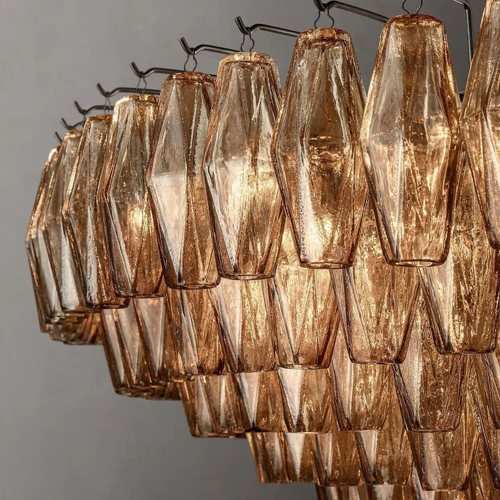 Vicky Smoke Glass Tiered Round Chandelier 62" For Living Room